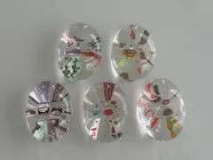 ガラス箸置き お雛様　招き猫　5個セット 日本の伝統デザイン