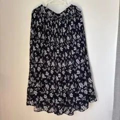 【GLACIER】ハニーズ、 花柄プリーツスカート Lサイズ、 ウエストゴム