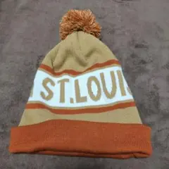 大人用ニット帽子レディースST.LOUIS MISSOURI茶色白色ベージュ新品
