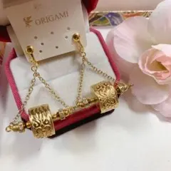 新品未使用 ゴールドチェーン アラビア柄 イヤリング