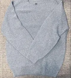 【未使用近い】ユニクロ 3Dクルーネックセーター綿混紡 グレー Ｌ