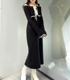 【美品】MERCURYDUO　ニットワンピ　3WAYバッククロスロングスリーブ