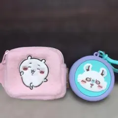 ちいかわまんまるシリコンミニポーチとふわふわミニポーチ