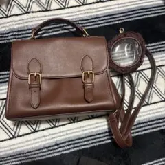 WEGO サッチェル痛ショルダー　痛バ　痛バッグ　丸型小物入れ　ブラウン　茶