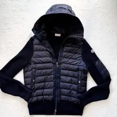 美品　モンクレール MONCLER ハイブリッドダウン　ネイビー　S 着用感M