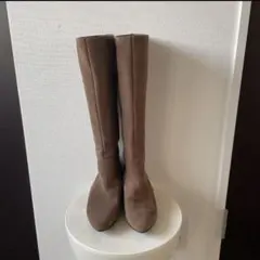 スウェードロングブーツ　茶ベージュ半ソール付