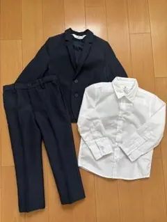 ネイビー スーツシャツセット　H&M 98cm 2-3M イージーアイロン