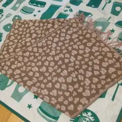 レオパード柄ストール ブラウン ピンク【A-11】