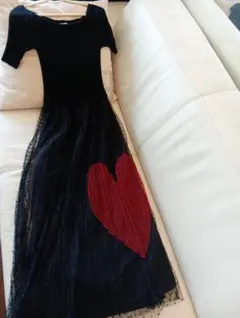 【極美品】レッドヴァレンティノ ベルベット フリル ドットチュールドレス 黒 極美品】レッドヴァレンティノ ベルベット フリル ドットチュール