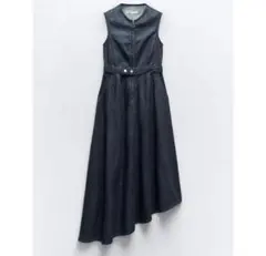 新品タグ付き定価10990円ZARA デニム　アシンメトリー　ロングワンピース