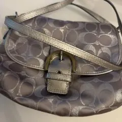 COACH シグネチャー ショルダーバッグ シルバー