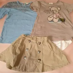 110〜120 水色レース長袖Tシャツとスカートセット