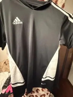 adidas サッカーシャツ 黒/白 半袖