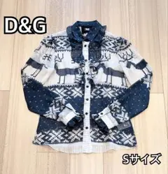 【美品】D&G（ドルチェ＆ガッバーナ）長袖シャツ トナカイ柄　フリル　シルクのサムネイル