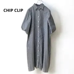 CHIP CLIPチップクリップ　ギンガムチェックワンピース　ボリューム袖　M