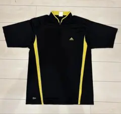 adidas ハーフジップ Tシャツ ブラック×イエロー