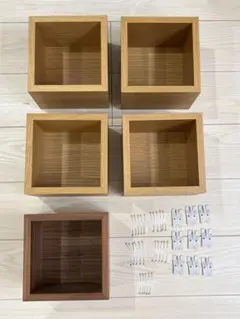 本日限定★無印良品　壁に付けられる家具　木製正方形ボックス　5個