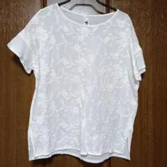 ホワイトレース半袖トップス　Ｌ