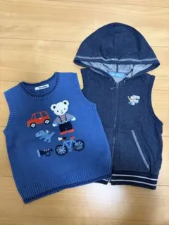 familiar フード付きベスト 110cm ニットベスト 100cm