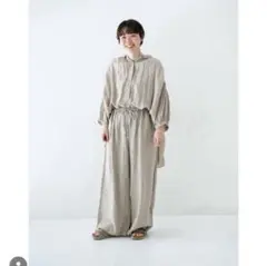 nest Robe ネストローブ＊リネンサロペットパンツ　ベージュ　フリーサイズ nest Robe ネストローブ＊リネンサロペットパンツ ベージュ