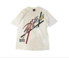 90s NBA シカゴブルズ マイケルジョーダン プリント 総柄 短丈 Tシャツ 