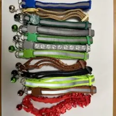 猫専用首輪　セーフティバックル　12本セット　足跡柄③反射板