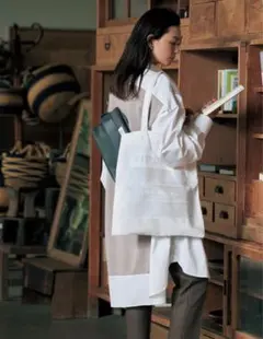 メゾンマルジェラ トート　エコバッグ　白×白