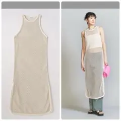 新品タグ付きBEAUTY&YOUTH コットンメッシュロングワンピースナチュラル