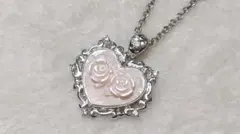 ef et peエフエペsv925ピンクシェルハートネックレス