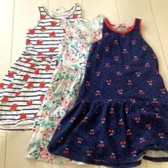 H&ノースリーブ　ワンピース　4-6y 110 ちょう　いちご　さくらんぼ