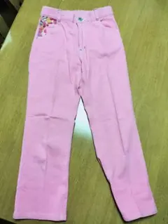 メゾピアノ　ロングパンツ　無地　プリント　お菓子柄　ピンク