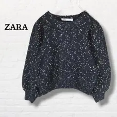 ZARA☆ネップニットセーター クルーネック メランジ【S】ブラック