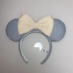 ディズニー　カチューシャ　水色　ニット