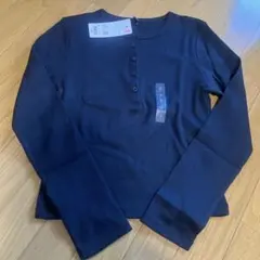 【スマイル☺︎様】リブヘンリーネックT 黒 ユニクロ