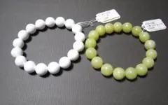 シェル　白　レモンジェイド　天然石　ブレスレット　２点　12ｍｍ