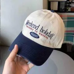 【新品】古着　刺繍　ベースボールキャップ　ストリート アメカジ　ネイビー