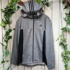 MK551★adidas フード付きパーカー グレー/ブラック★サイズL