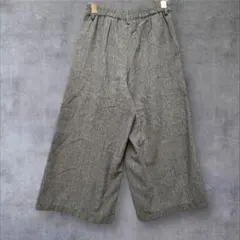 ガウチョパンツ　グレンチェック　ワイドパンツ　楽ちんウエストゴム　グレーS