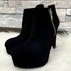 ESPERANZA エスペランサ スエードレザーブーティ 厚底ショートブーツS黒