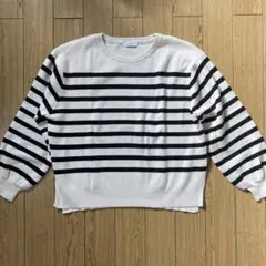 【GLOBAL WORK】ボーダーニット／黒／オフホワイト／FREEサイズ