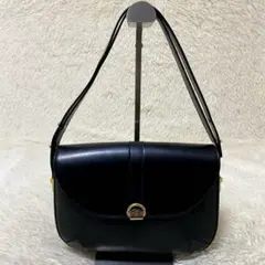 BALLY ワンショルダーバッグ　肩掛け　ゴールド金具 プレート　本革　ブラック