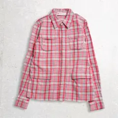 ミントデザインズ　ポケットシャツ　ピンクｘレッド　チェックシャツ　ネルシャツ