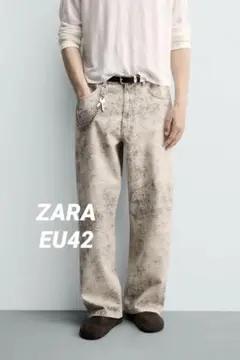 ZARA ザラ 抽象柄バギーフィットパンツ EU38 - メルカリ