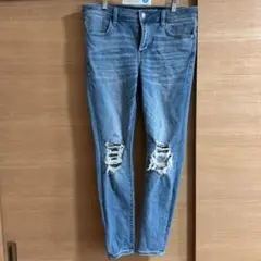 アメリカンイーグル 8 SHORT ライトブルー ジェギング ダメージ加工