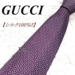 ✨極美品✨ GUCCI 高級シルク100% ネクタイ GG柄 パープル 総柄