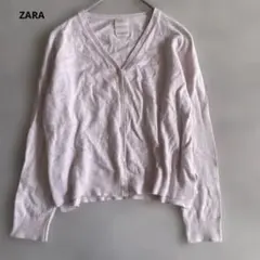 ZARA KNITWEAR 薄いピンクのVネックカーディガン128cm