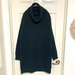 神戸レタス ダークグリーン タートルネック チュニック セーター ニット