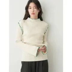 配色メローリブニットプルオーバー