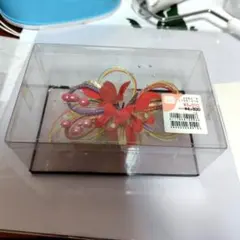 赤紫の花とリボンの髪飾り ケース付き