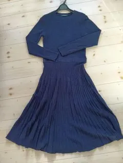 値下げ！グリーンレーベルリラクシング ネイビーのニットワンピース